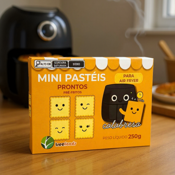 Mini Pastéis Prontos Pré-Fritos Congelados - Sabor Calabresa