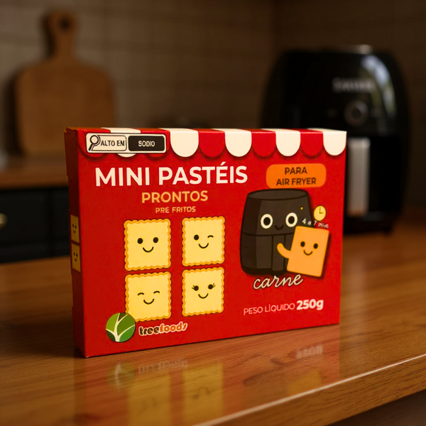 Mini Pastéis Prontos Pré-Fritos Congelados - Sabor Carne