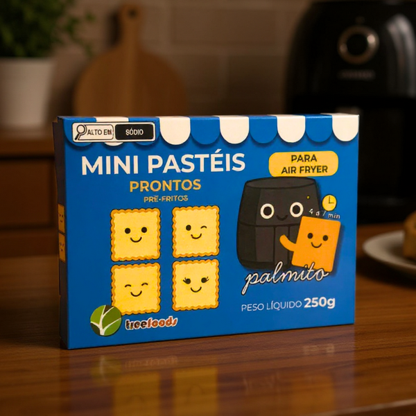 Mini Pastéis Prontos Pré-Fritos Congelados - Sabor Palmito